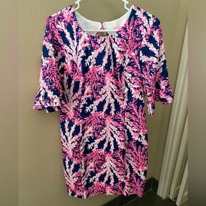 Lilly Pulitzer coral pink and blue dress